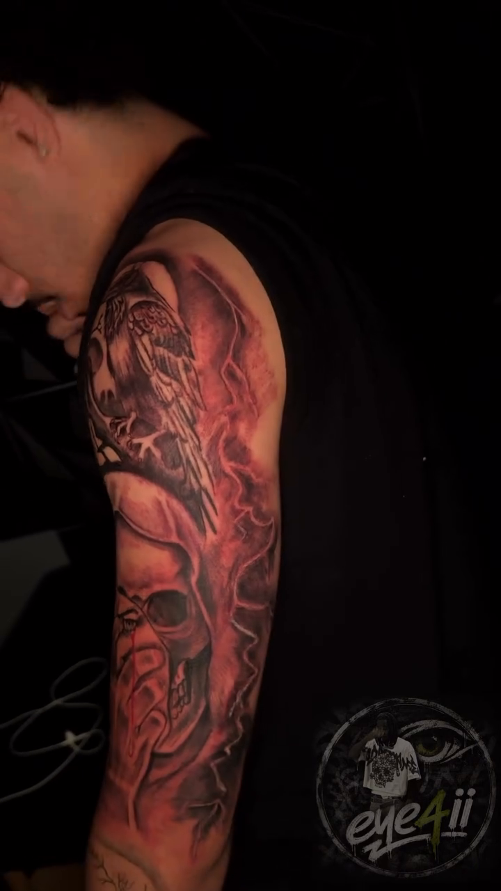 Tattoo by @eye4ii — dark_realism, black_and_grey