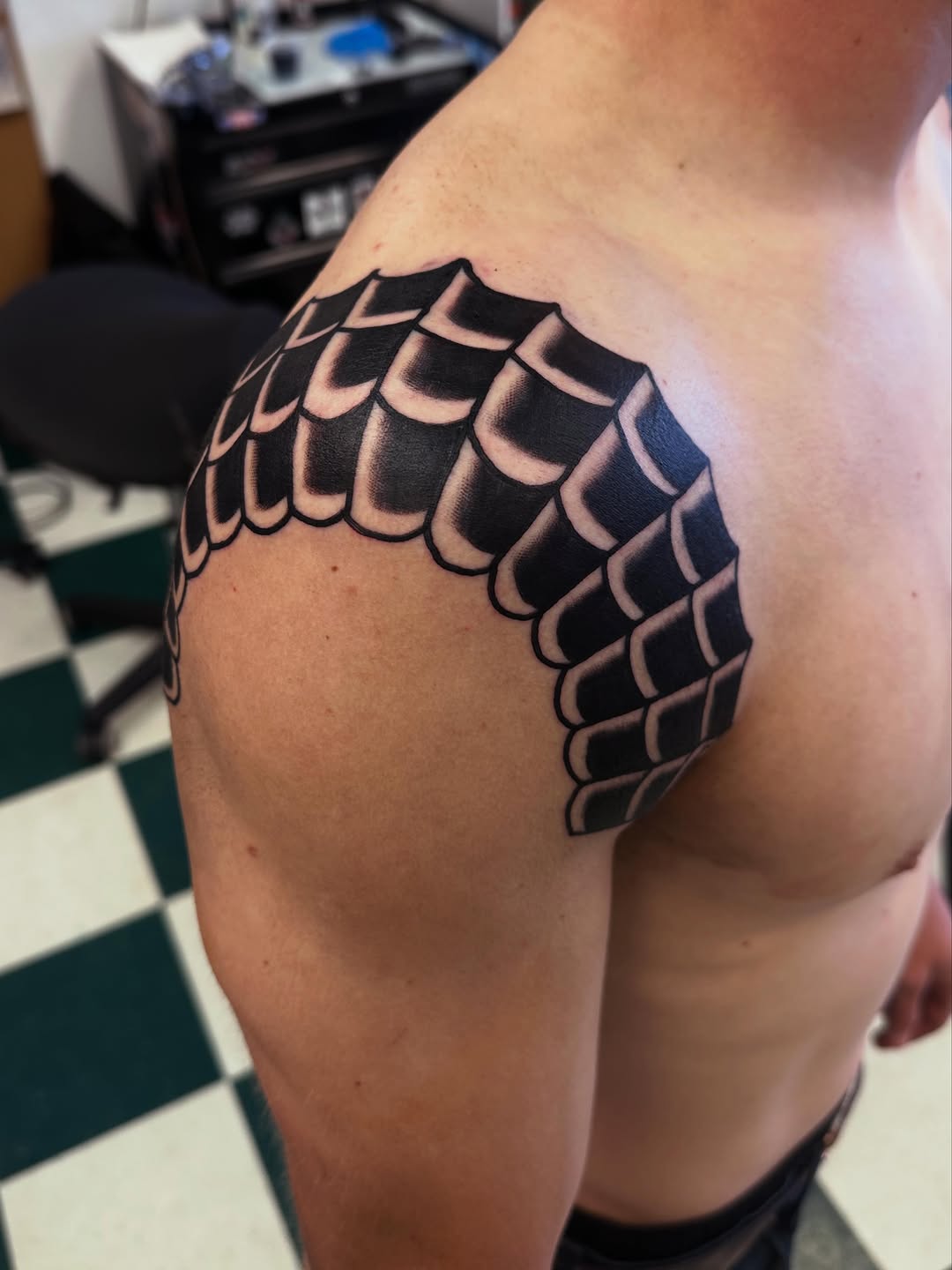 Tattoo by @stevieptattoo — blackwork, geometric
