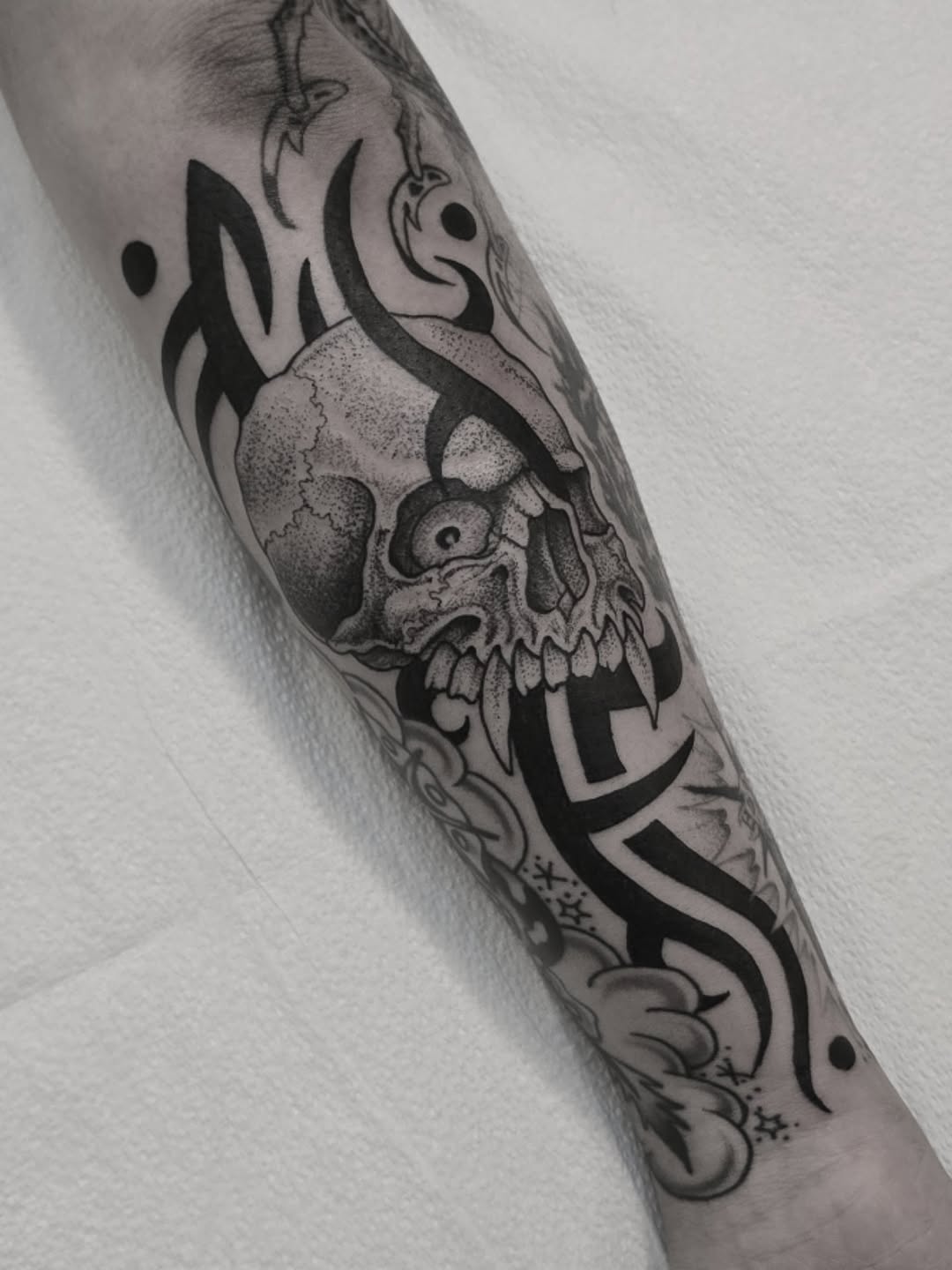 Tattoo by @aarondor — blackwork, illustrative