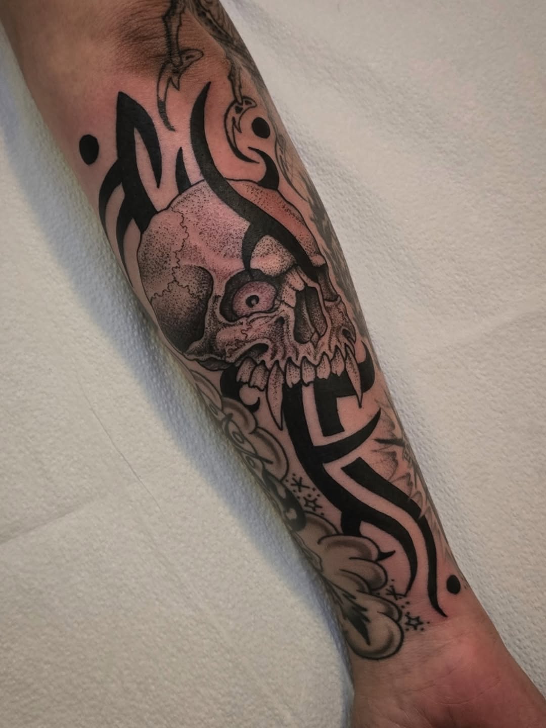 Tattoo by @aarondor — blackwork, illustrative