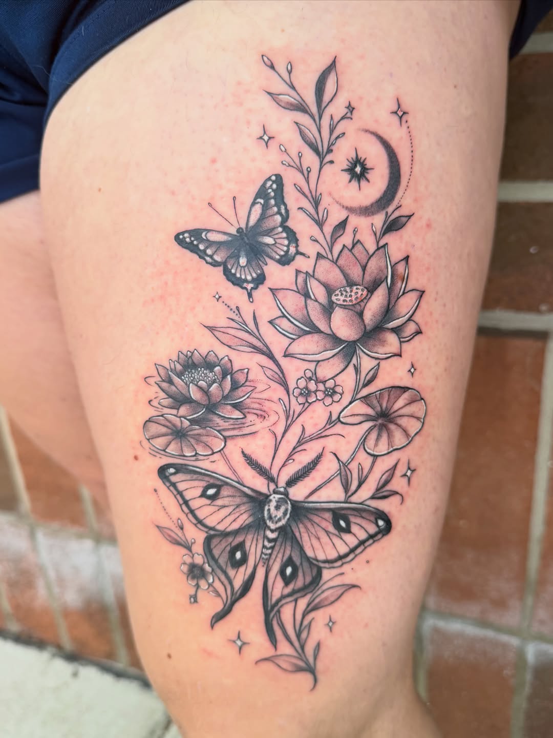 Tattoo by @pisces.moonchild.tattoos โ fine_line, black_and_grey