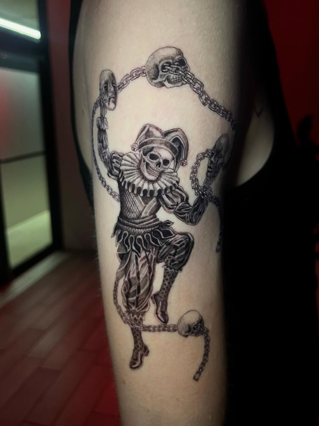 Tattoo by @jiinkytattoos — dark_realism, black_and_grey