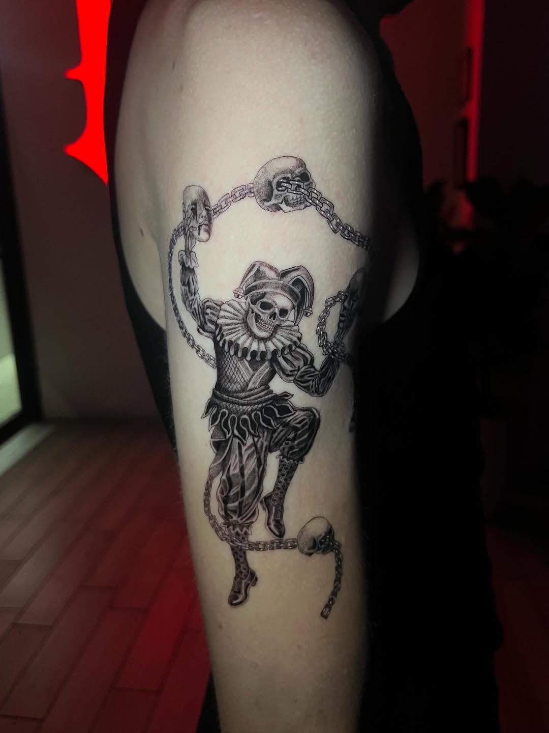 Tattoo by @jiinkytattoos — dark_realism, black_and_grey