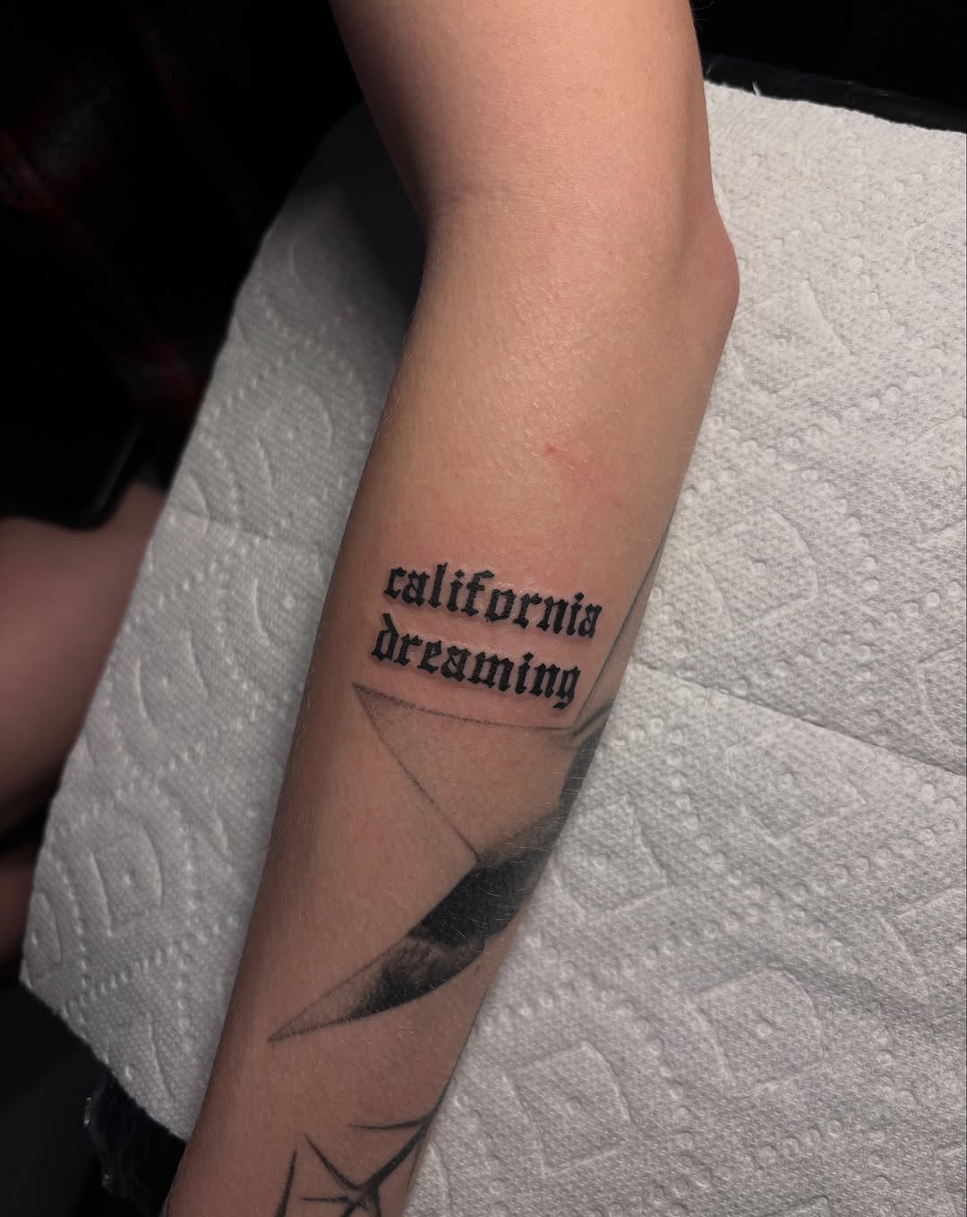 Tattoo by @shipcartel — lettering_script, blackwork