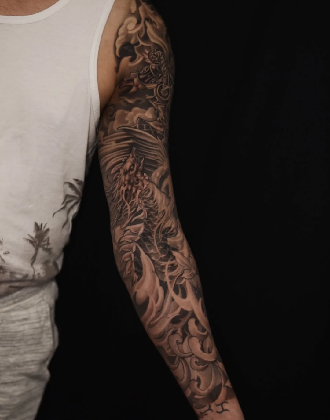 Tattoo by @artofsteve โ japanese_irezumi, black_and_grey