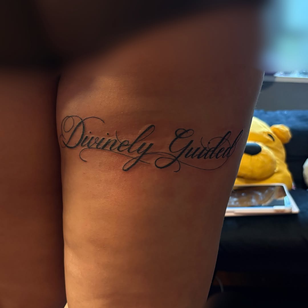 Tattoo by @lyla.just.inked — lettering_script, fine_line