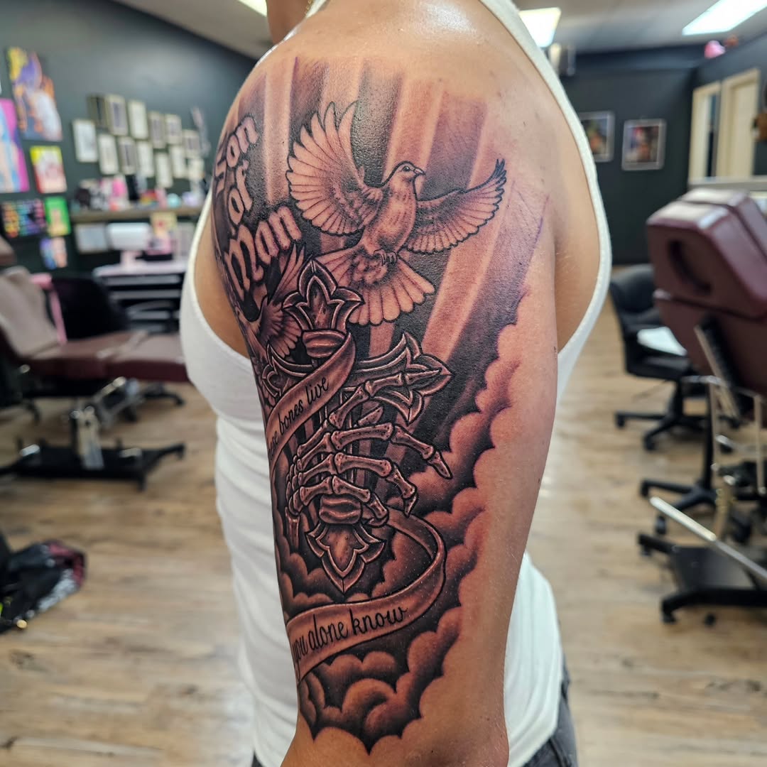 Tattoo by @indeedilly — black_and_grey, realism