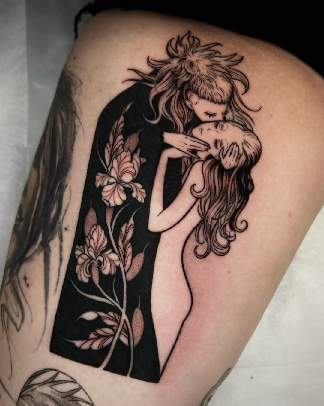 Tattoo by @caitybugink β illustrative, blackwork