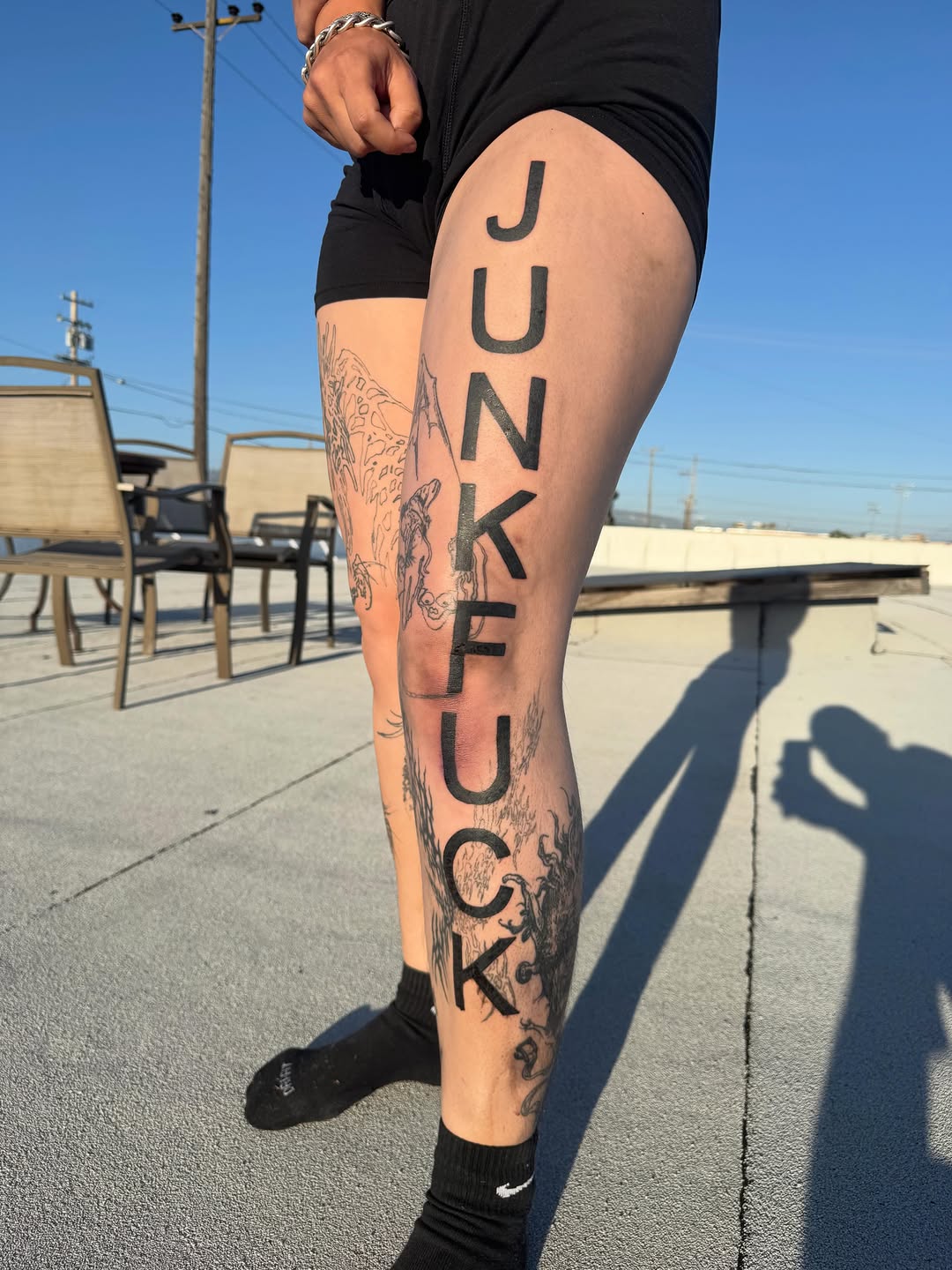 Tattoo by @mr.smiley___ — lettering_script, blackwork