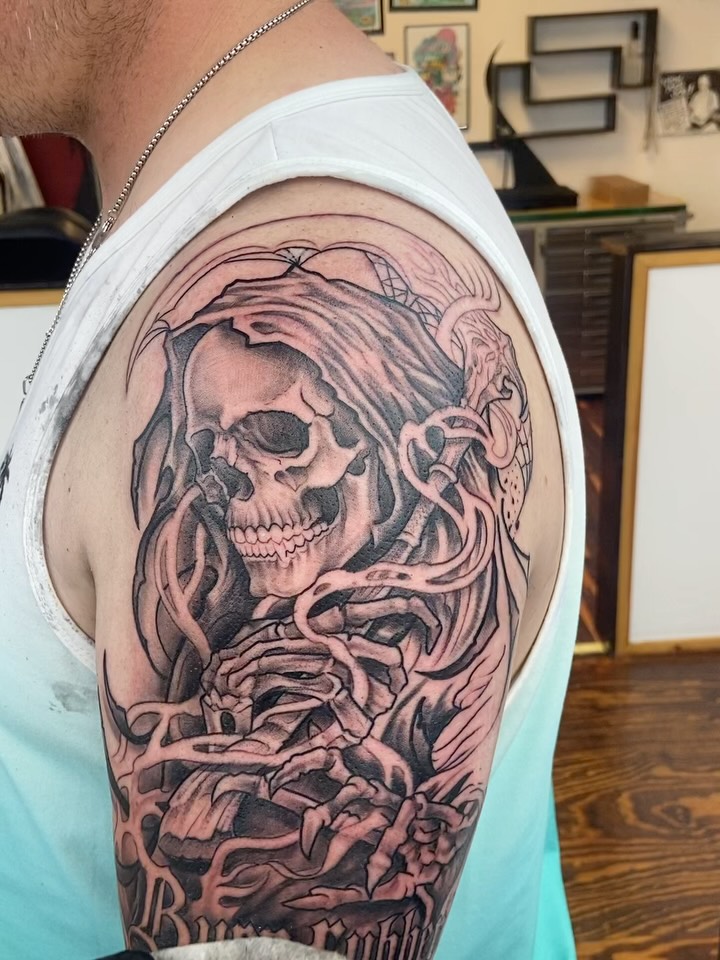 Tattoo by @shearnenator — black_and_grey, realism