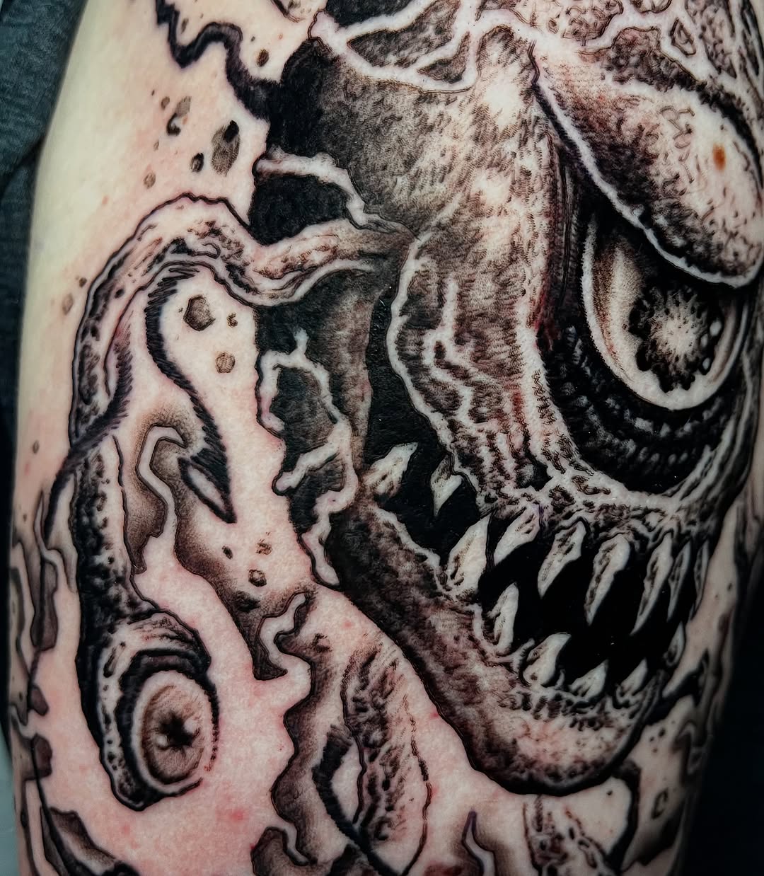 Tattoo by @tattoosbycameronj — dark_realism, black_and_grey
