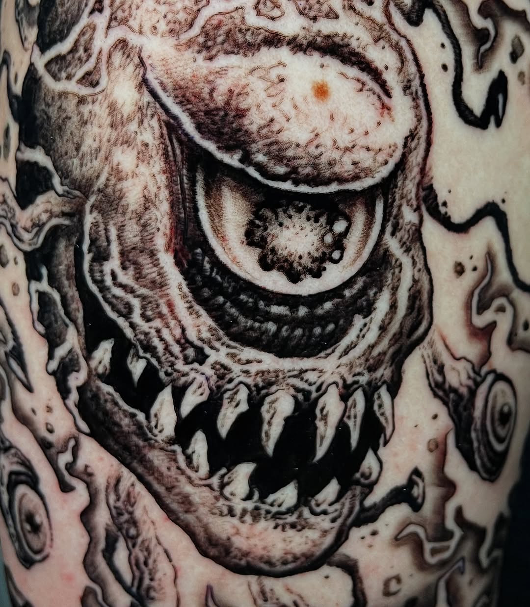 Tattoo by @tattoosbycameronj — dark_realism, black_and_grey