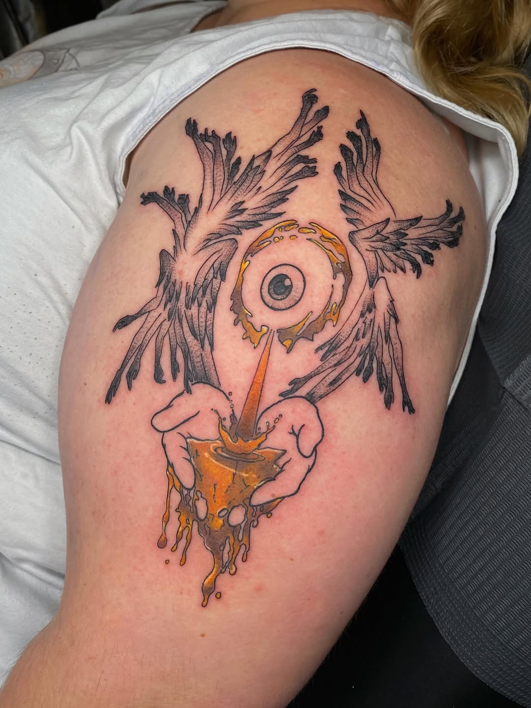 Tattoo by @kaitlin.tattoos — illustrative, dark_realism
