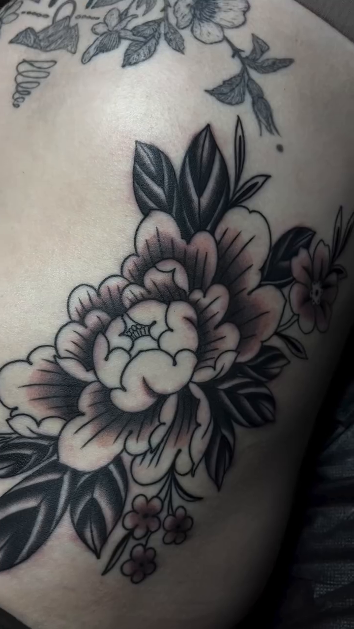 Tattoo by @kaylartattoos — illustrative, black_and_grey