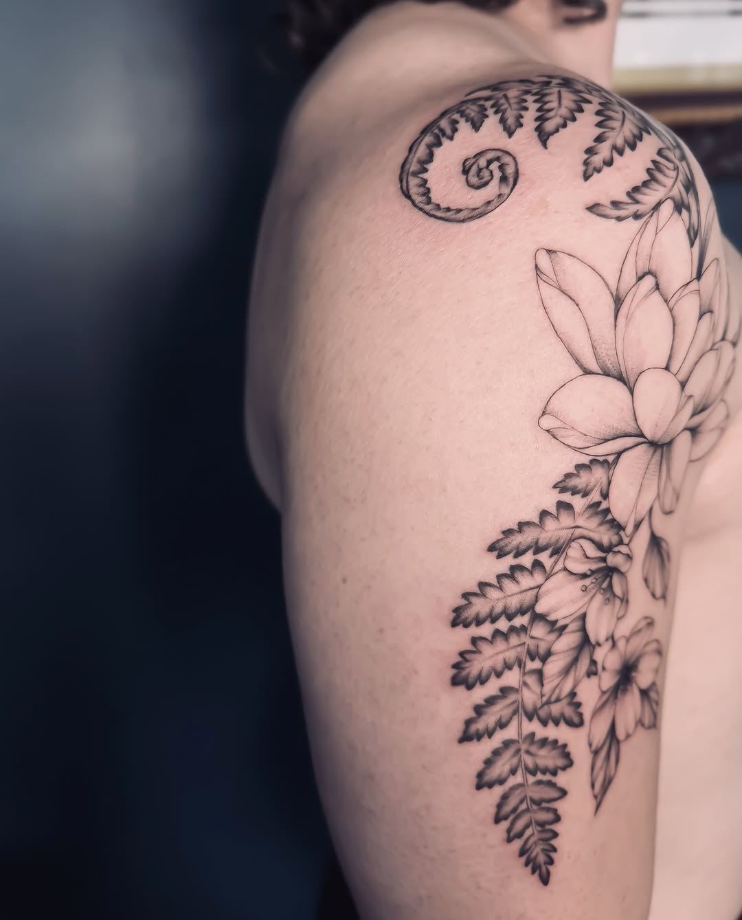 Tattoo by @ameliavogan — fine_line, black_and_grey