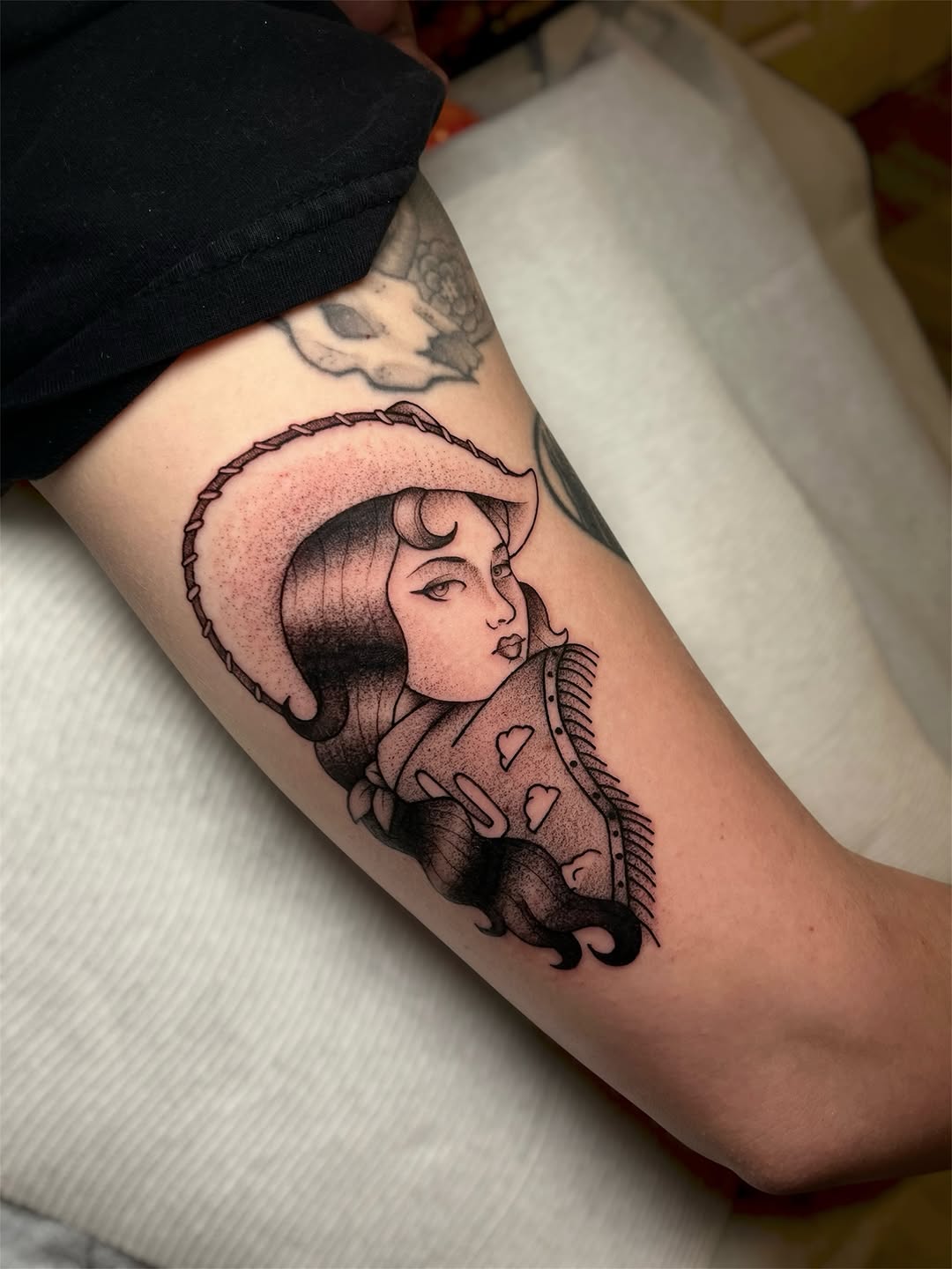 Tattoo by @msbeetattoos — american_traditional, black_and_grey