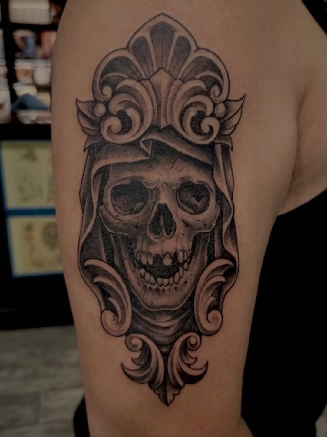 Tattoo by @austincpratttattoo — black_and_grey, ornamental
