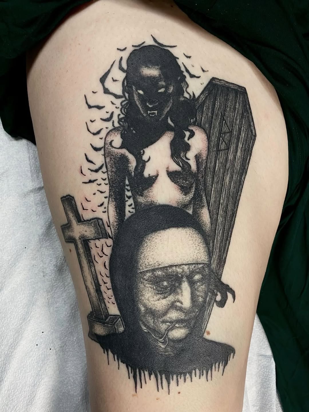 Tattoo by @austincpratttattoo — dark_realism, blackwork