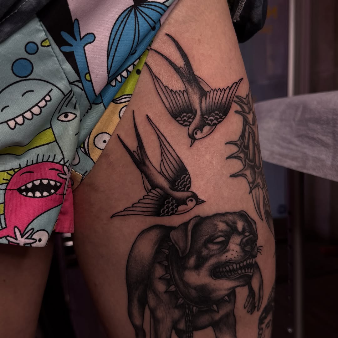 Tattoo by @wolfhazel — american_traditional, black_and_grey