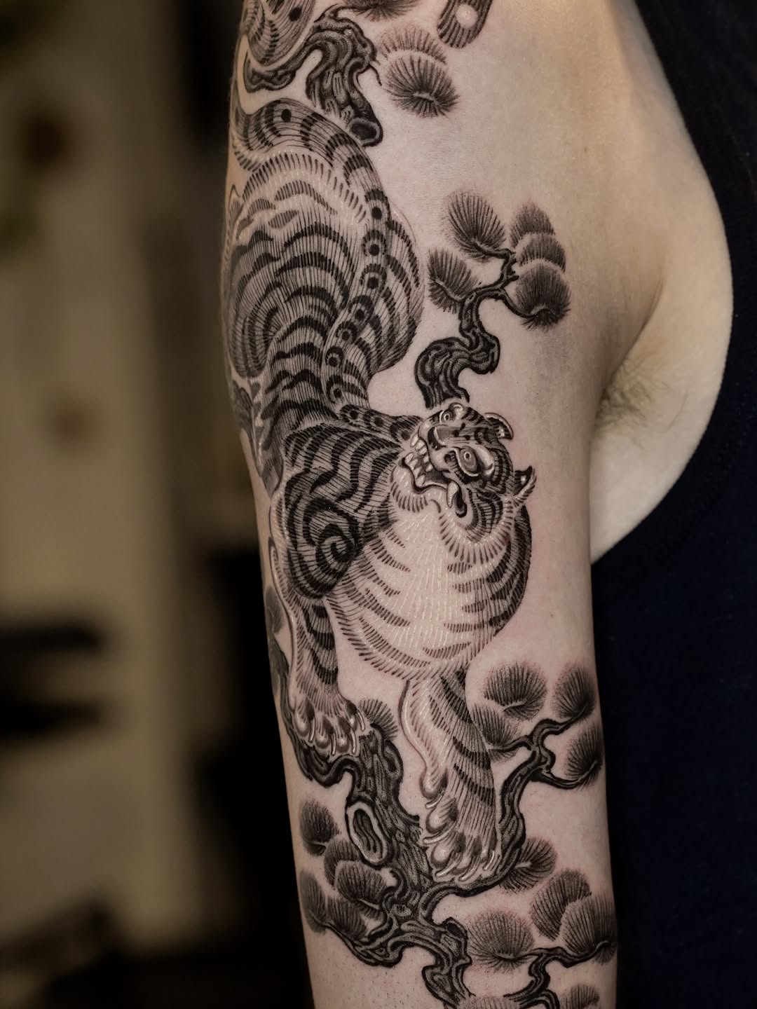 Tattoo by @think_tatt — japanese_irezumi, black_and_grey