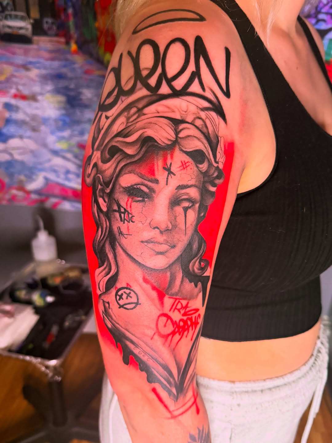 Tattoo by @scottys_ink315 — trash_polka, lettering_script