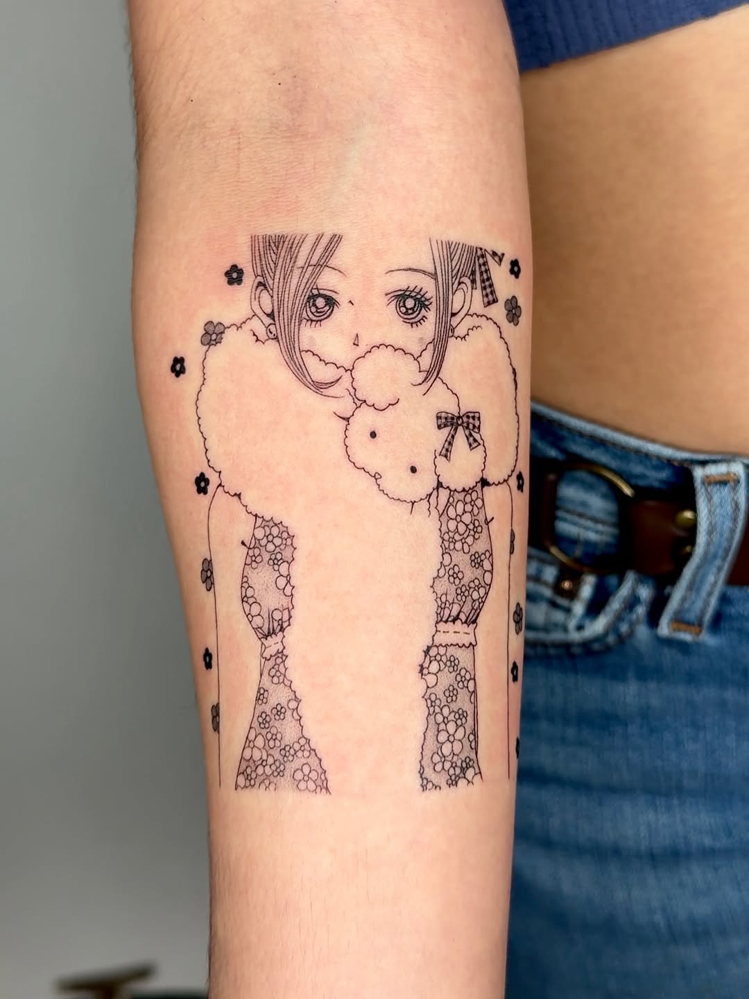 Tattoo by @konnichiwa.emi — anime, fine_line
