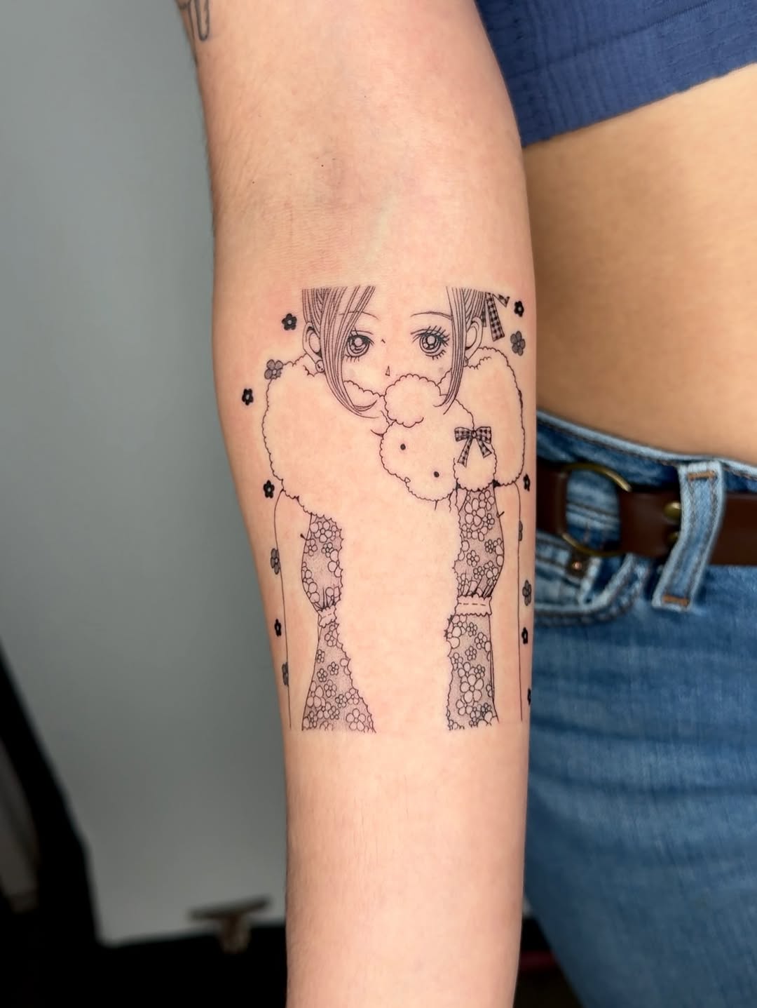 Tattoo by @konnichiwa.emi — anime, fine_line