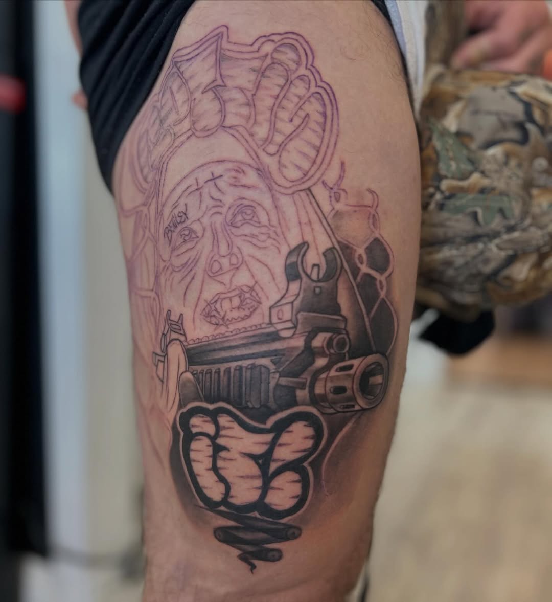 Tattoo by @russellb_tattoos — black_and_grey, realism