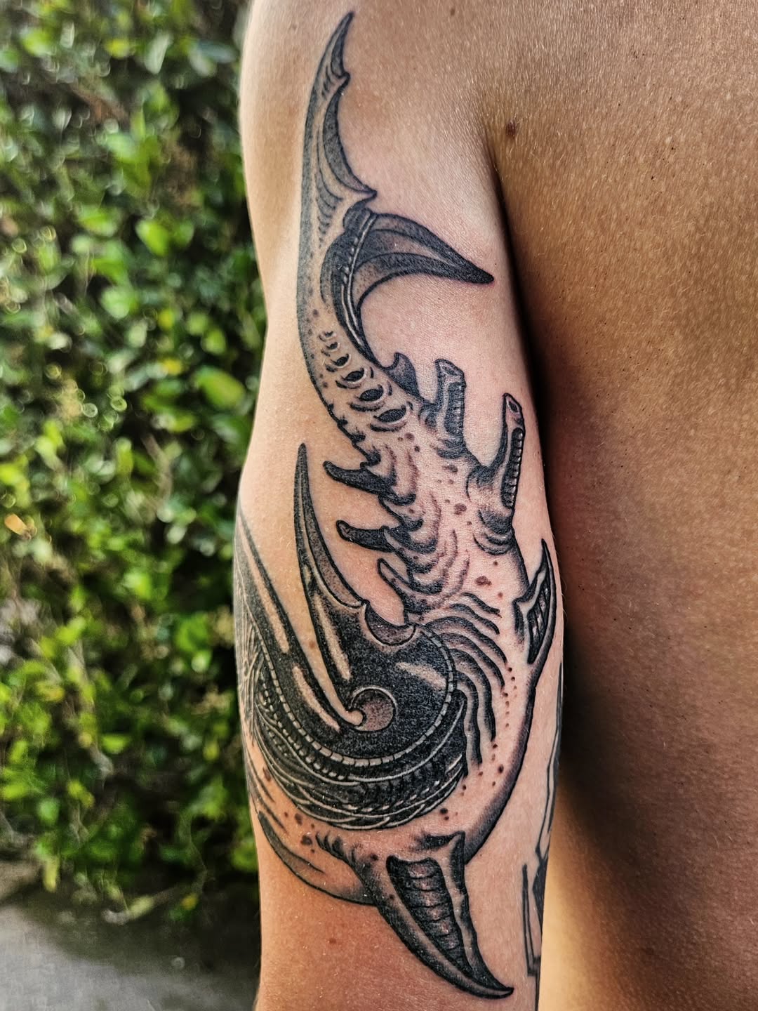 Tattoo by @owenmillertattoo — black_and_grey, dark_realism