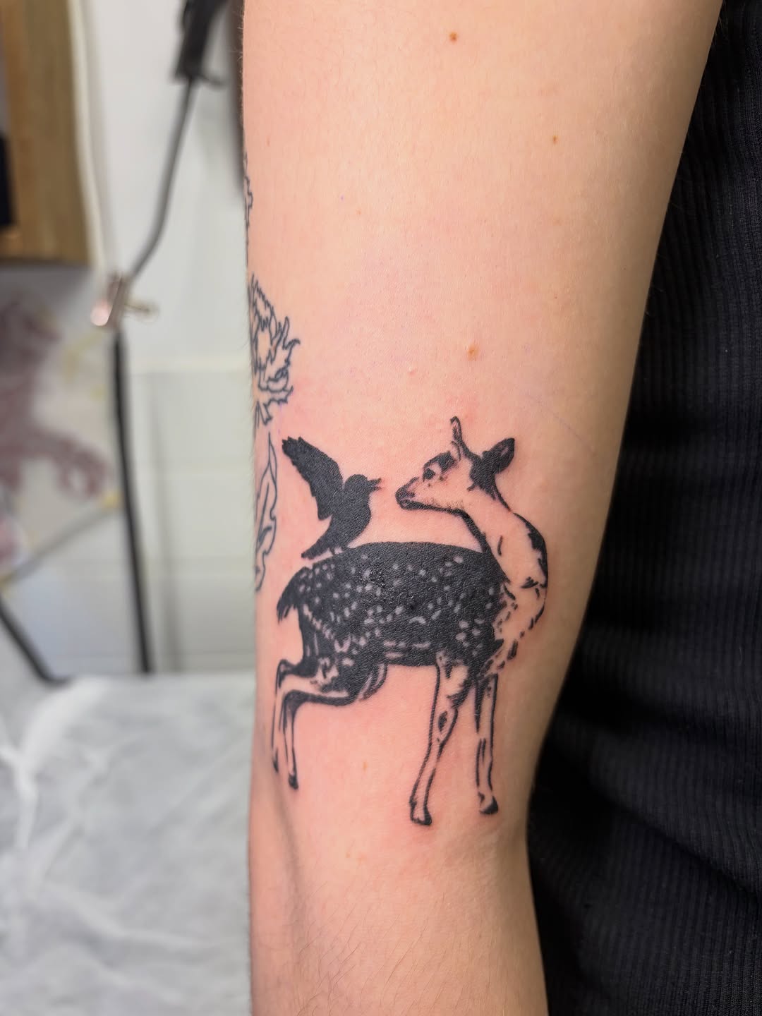 Tattoo by @mushypokes — black_and_grey, illustrative
