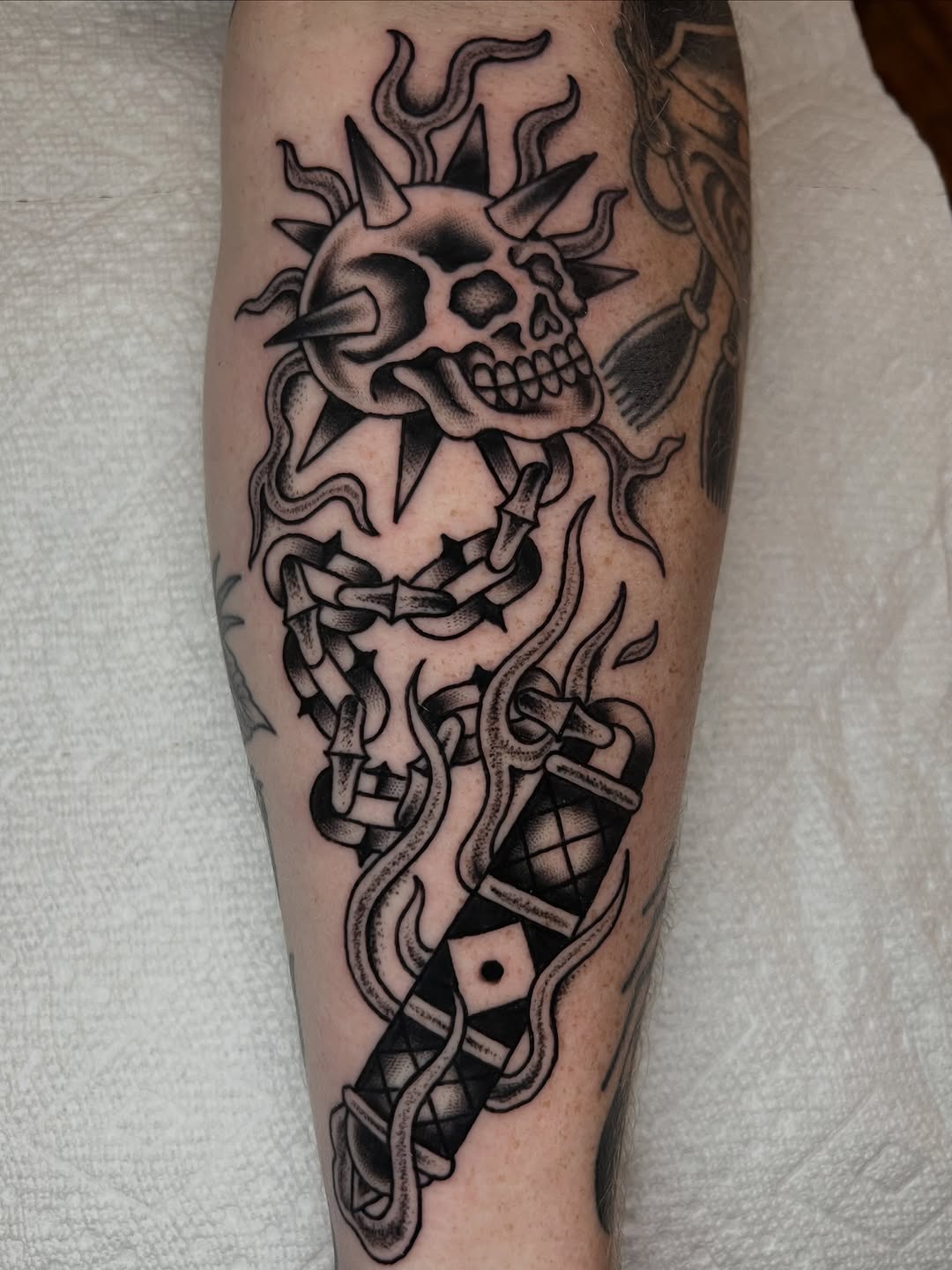 Tattoo by @peteherg — american_traditional, black_and_grey