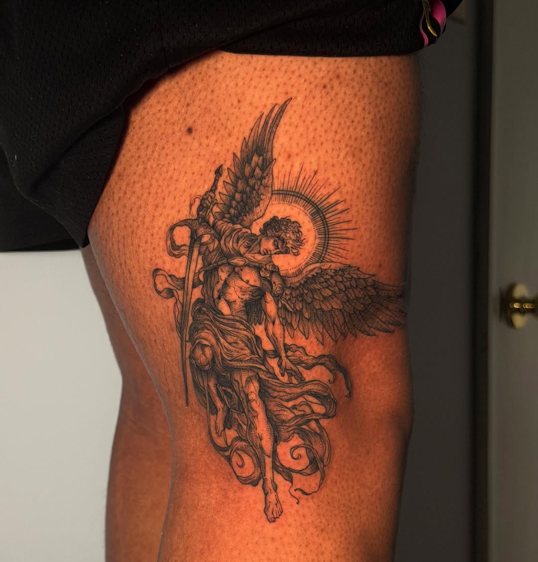 Tattoo by @kbtattz — black_and_grey, illustrative