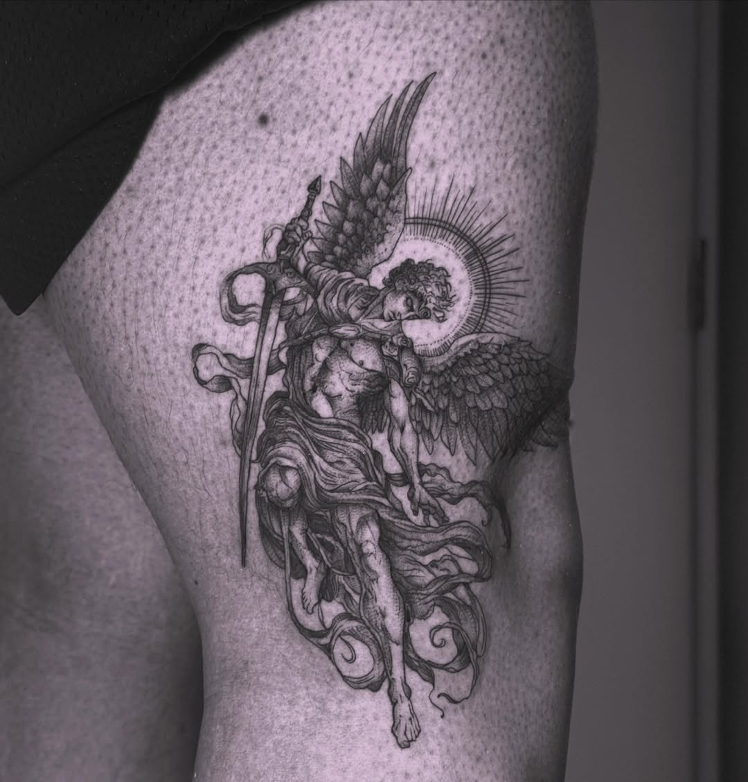 Tattoo by @kbtattz — black_and_grey, illustrative