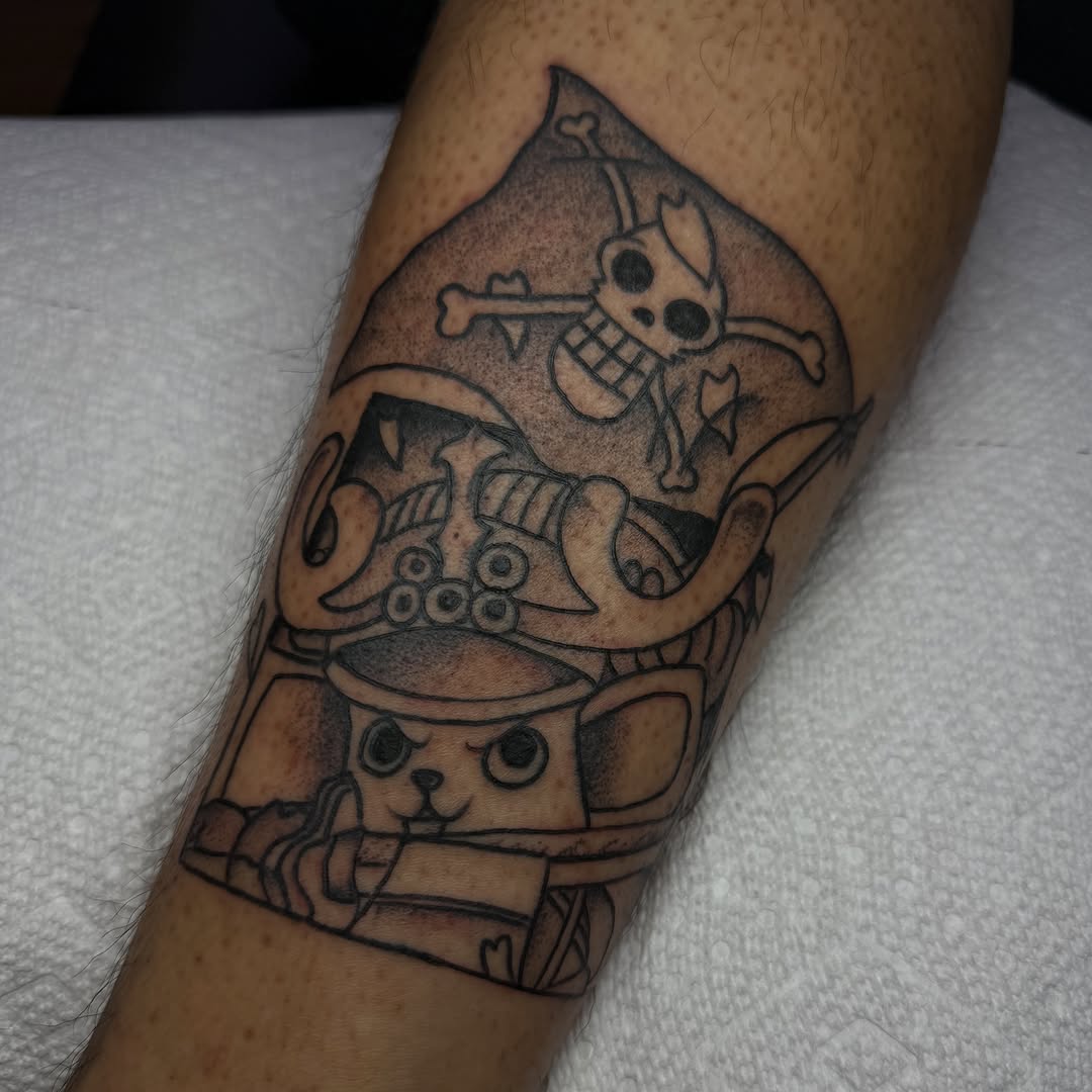 Tattoo by @yobeazytattoos — anime, black_and_grey