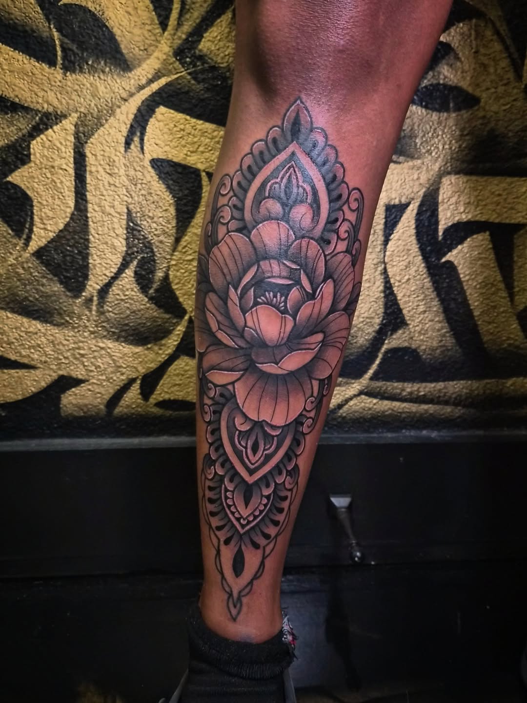 Tattoo by @lovelylyla.tatts — black_and_grey, ornamental