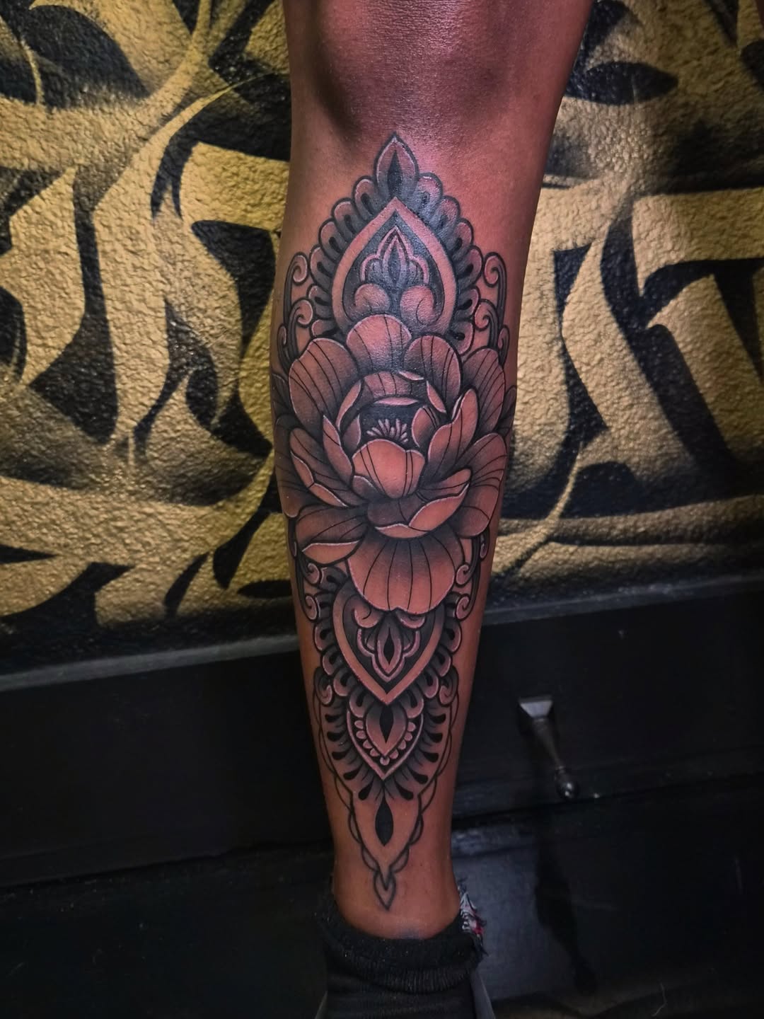 Tattoo by @lovelylyla.tatts — ornamental, black_and_grey