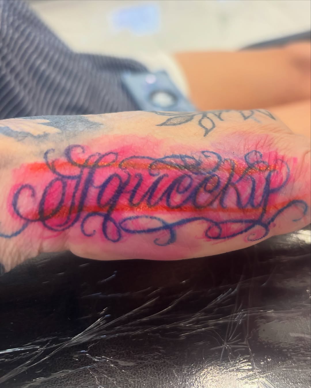Tattoo by @t4no_one — lettering_script, illustrative