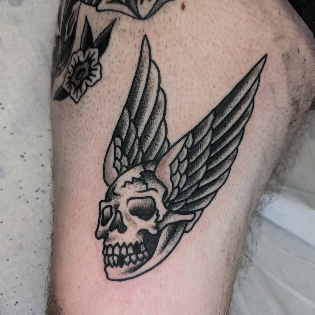Tattoo by @escaped_tattoos — american_traditional, black_and_grey