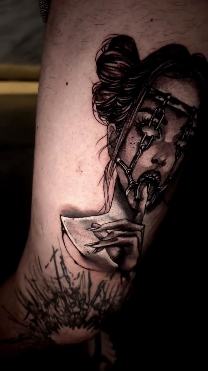 Tattoo by @x1.topsecret — dark_realism, black_and_grey