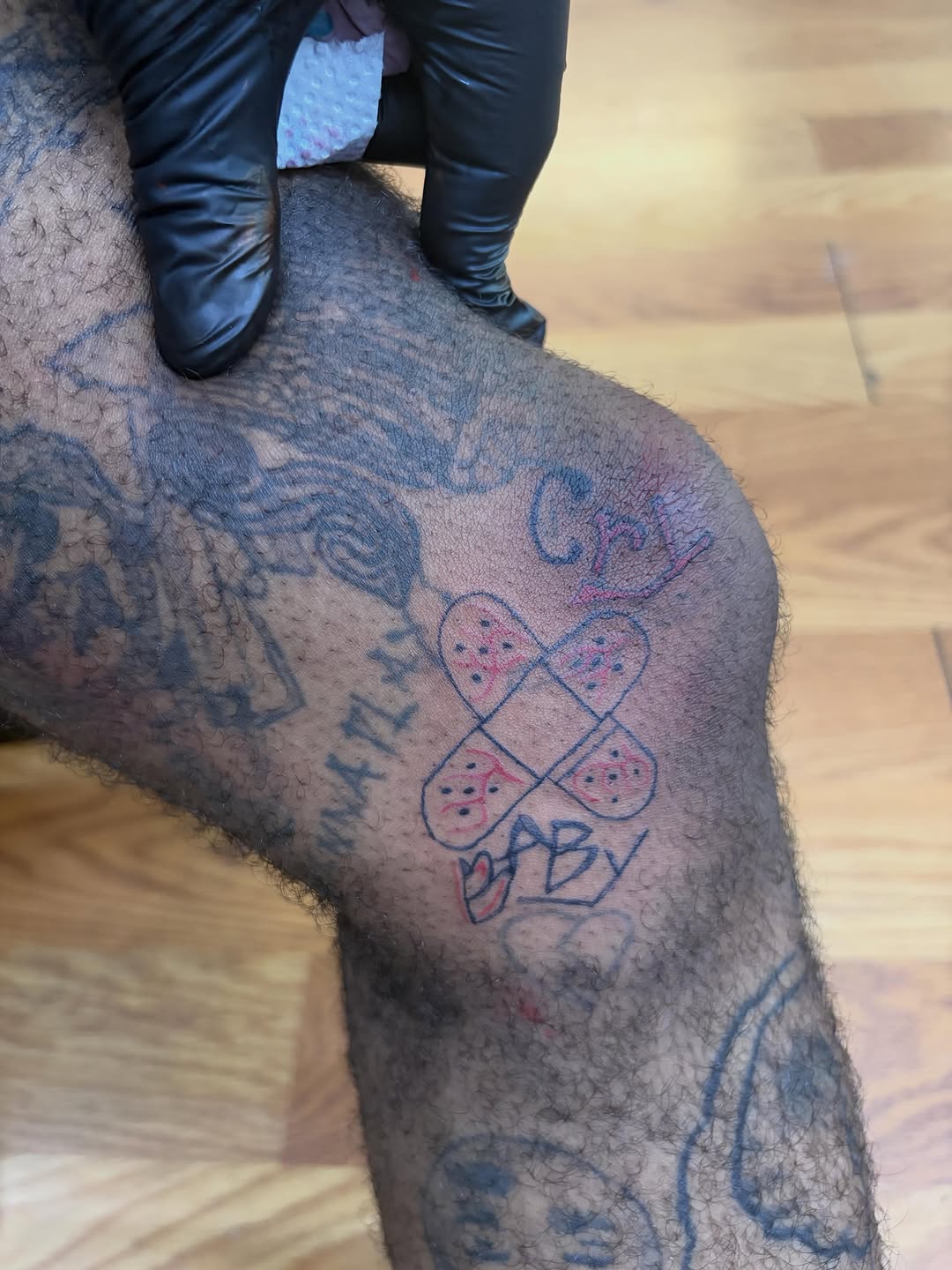 Tattoo by @blacksaddleink — illustrative, lettering_script