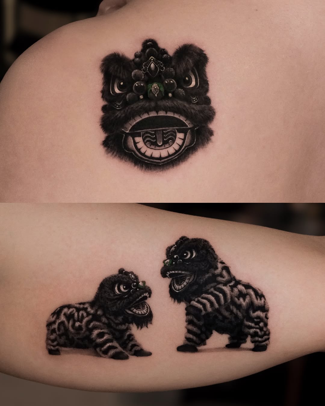 Tattoo by @dionne.tattoo โ realism, black_and_grey