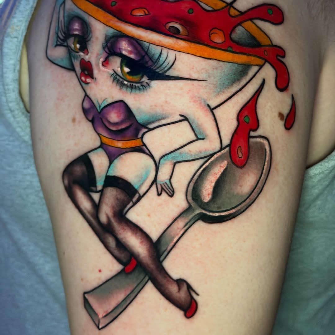 Tattoo by @hollimarieart — new_school, trash_polka