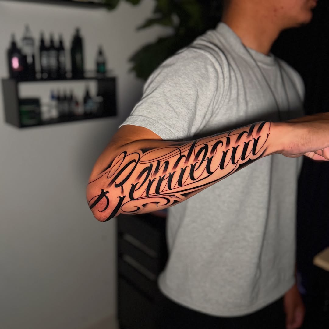 Tattoo by @inkbycasillas — lettering_script, chicano