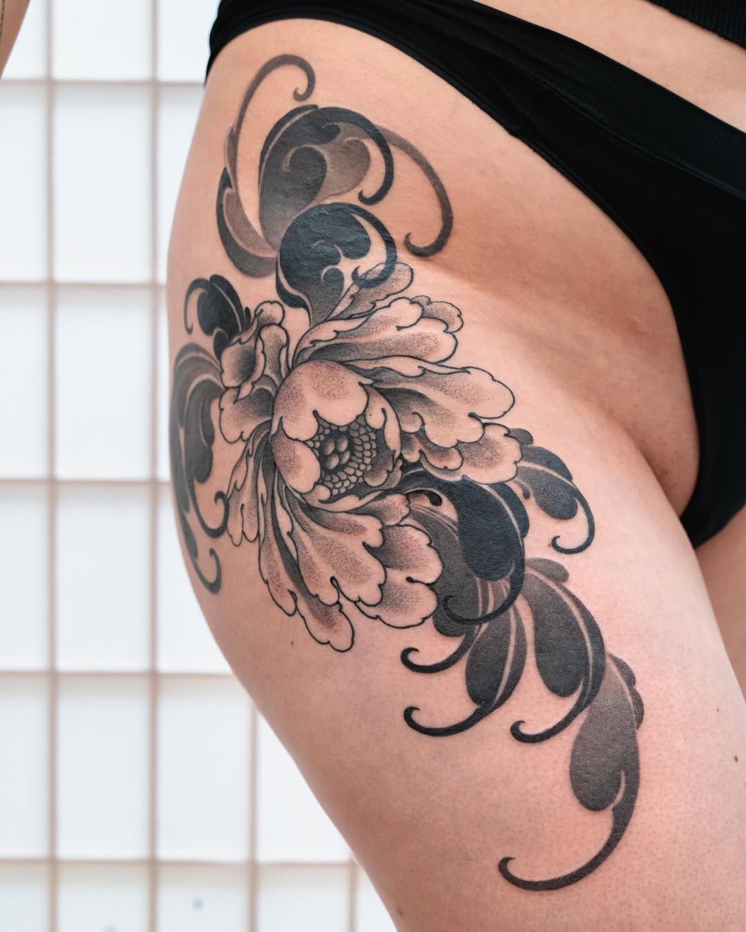 Tattoo by @sweetleib — japanese_irezumi, black_and_grey