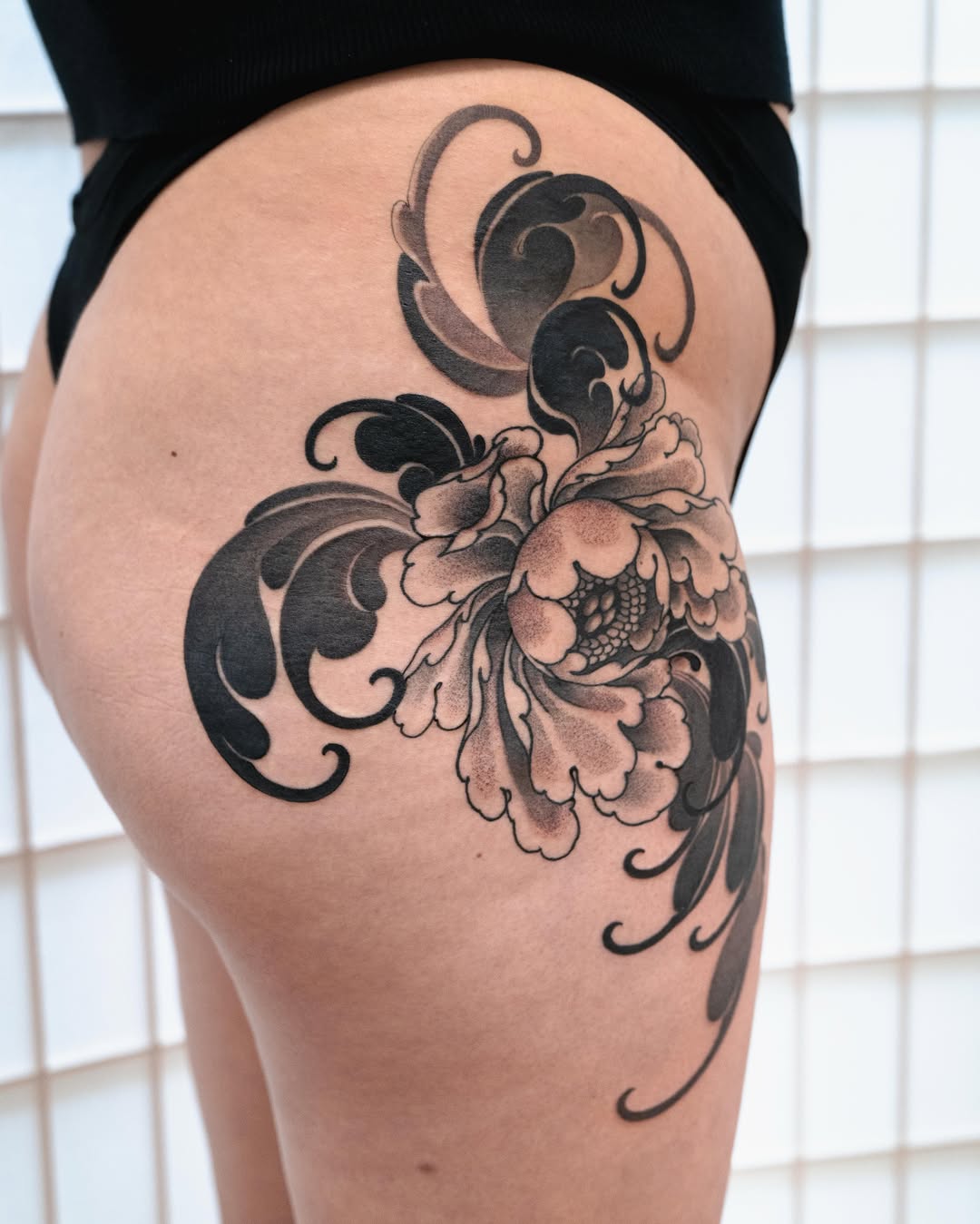 Tattoo by @sweetleib — japanese_irezumi, black_and_grey