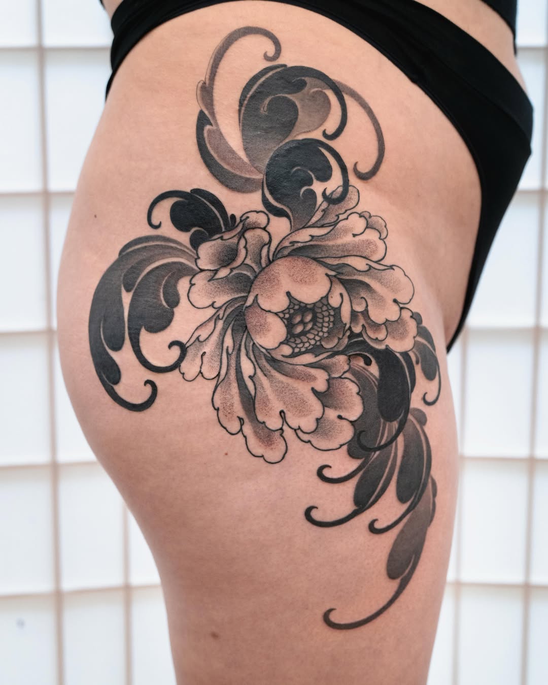 Tattoo by @sweetleib — japanese_irezumi, black_and_grey