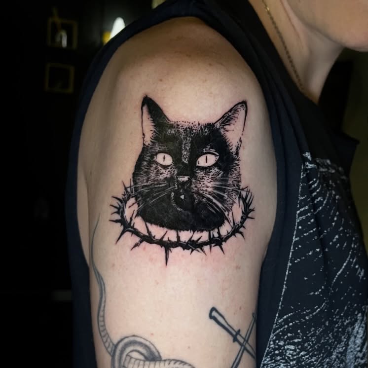Tattoo by @traffic.death โ blackwork, dark_realism