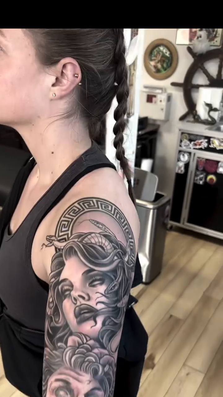 Tattoo by @athenafunk — black_and_grey, realism