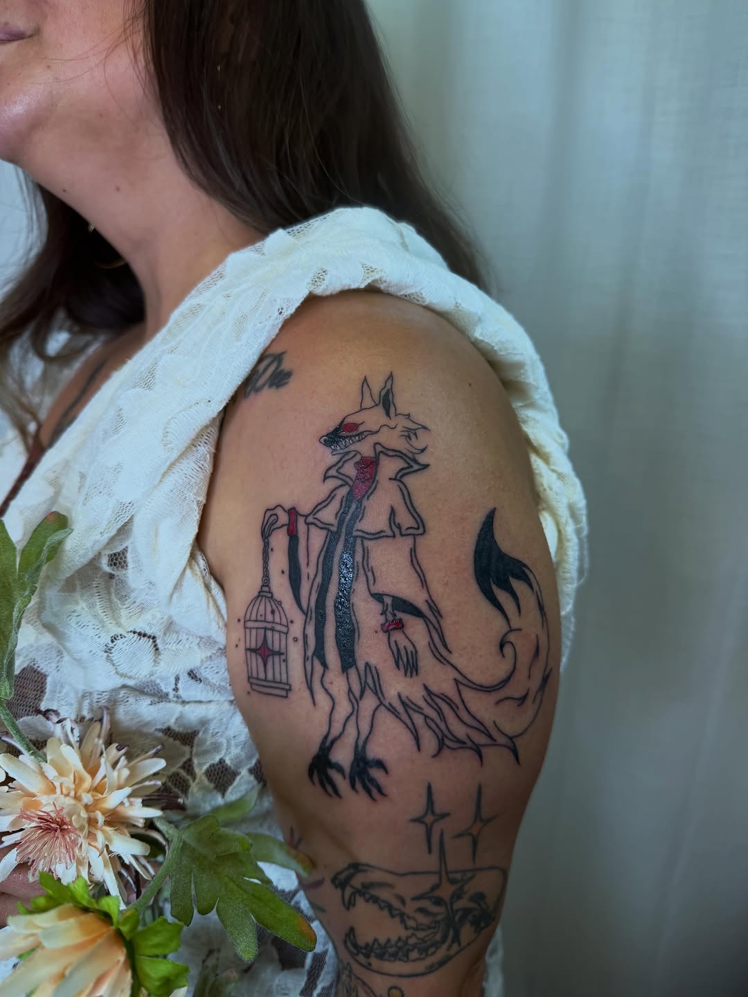 Tattoo by @skittykittykitty — blackwork, illustrative