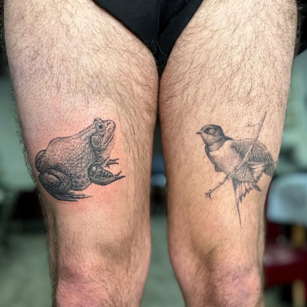 Tattoo by @khk.ttt — black_and_grey, dotwork